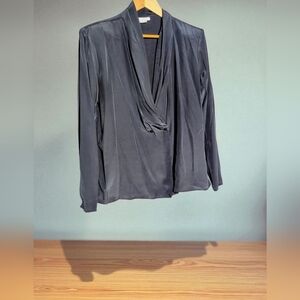 Vintage Anna Kriste Drape Collar Sz 18 Elegant Black Women's Top